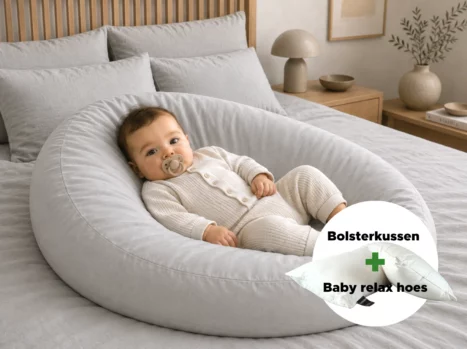 Baby relax hoes + Bolsterkussen voordeelset | Percale katoen - Misty grey