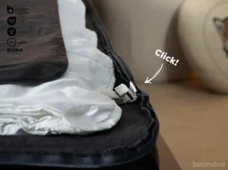 Dekbedovertrek met rits over drie zijden & dekbedclips | Percale katoen - Charcoal black