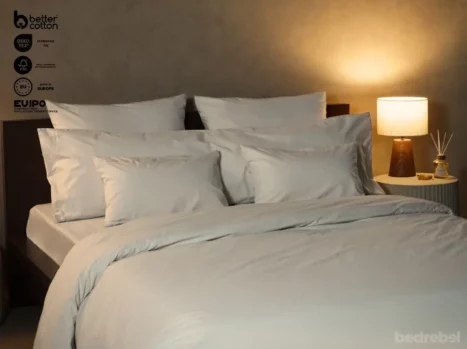 Dekbedovertrek met rits over drie zijden & dekbedclips | Percale katoen - Ivory beige