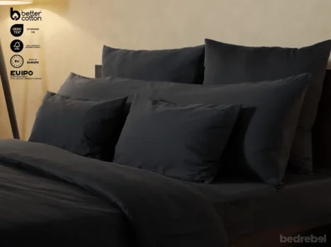 Bolsterkussensloop met ritssluiting | Satijn katoen - Charcoal black