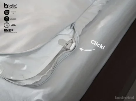 Dekbedovertrek met rits over drie zijden & dekbedclips | Satijn katoen - Misty grey