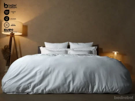 Dekbedovertrek met rits over onderzijde & dekbedclips | Satijn katoen - Pure white