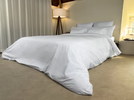 Alternative view of Dekbedovertrek met rits over drie zijden & dekbedclips | Percale katoen - Pure white