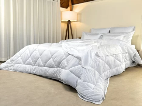 Alternative view of Dekbedovertrek met rits over drie zijden & dekbedclips | Percale katoen – Pure white | 1 persoons incl. 1 kussensloop