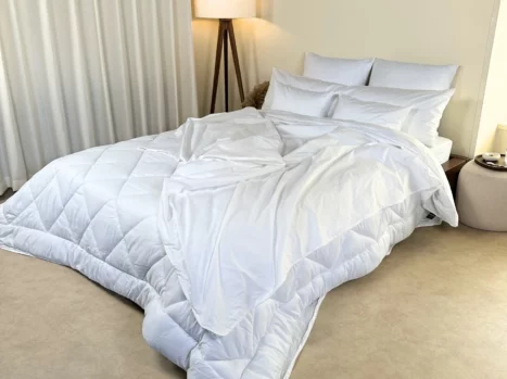 Alternative view of Dekbedovertrek met rits over drie zijden & dekbedclips | Percale katoen – Pure white | 2 persoons incl. 2 kussenslopen