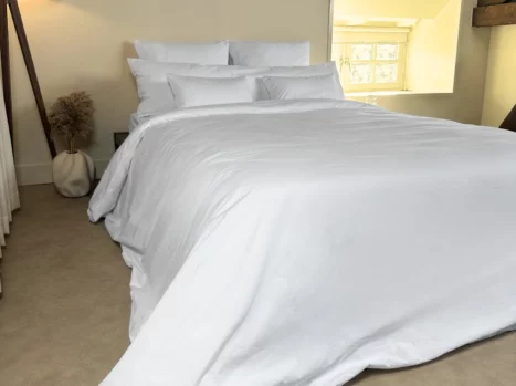 Alternative view of Dekbedovertrek met rits over onderzijde & dekbedclips | Percale katoen – Pure white | 1 persoons incl. 1 kussensloop