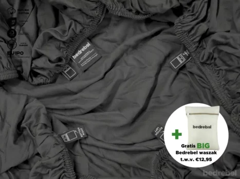 Hoeslaken met hoeklabels & side pockets | Percale katoen - Charcoal black