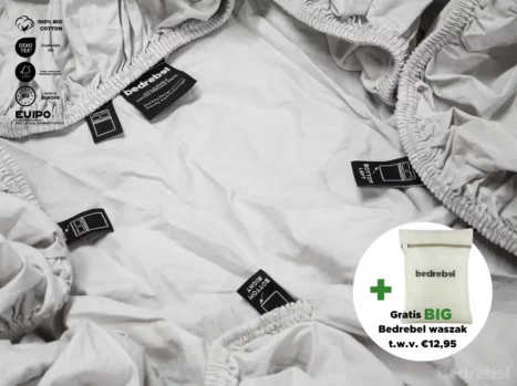 Hoeslaken met hoeklabels & side pockets | Percale katoen - Misty grey