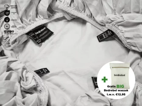 Hoeslaken met hoeklabels & side pockets | Satijn katoen - Misty grey