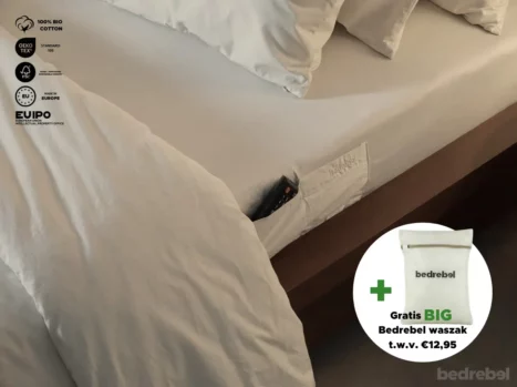 Hoeslaken met hoeklabels & side pockets | Percale katoen - Ivory beige