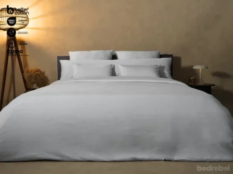 Dekbedovertrek met rits over onderzijde & dekbedclips | Satijn katoen - Misty grey