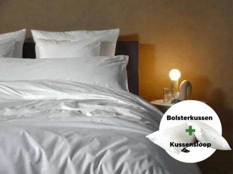 Bolsterkussen + kussensloop voordeelset | Percale katoen - Pure white