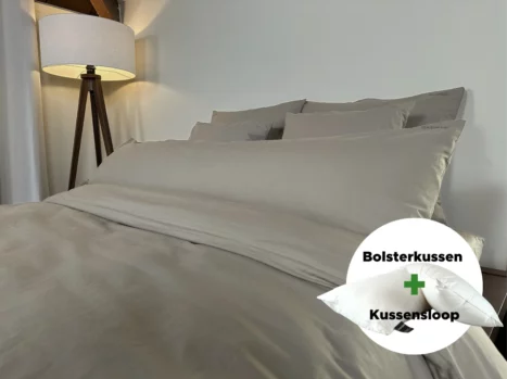 Bolsterkussen + kussensloop voordeelset | Percale katoen - Japandi taupe