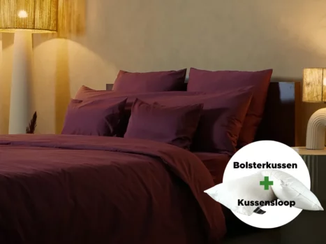 Bolsterkussen + kussensloop voordeelset | Percale katoen - Merlot red