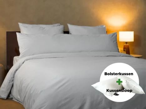 Bolsterkussen + kussensloop voordeelset | Percale katoen - Misty grey