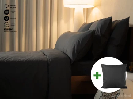 Dekbedovertrek set | Percale katoen - Charcoal black - 1 persoons