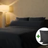 Dekbedovertrek set | Percale katoen - Charcoal black - 2 persoons