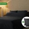 Dekbedovertrek set | Percale katoen - Charcoal black - 2 persoons