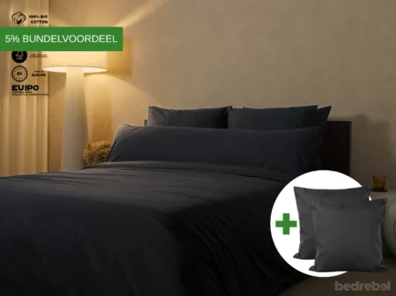 Dekbedovertrek set | Percale katoen - Charcoal black - 2 persoons