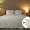 Dekbedovertrek set met rits over drie zijden & dekbedclips | Percale katoen - Ivory beige - 2 persoons