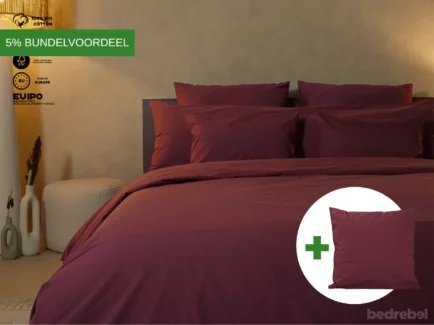 Dekbedovertrek set | Percale katoen - Merlot red - 1 persoons