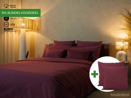 Dekbedovertrek set | Percale katoen - Merlot red - 2 persoons
