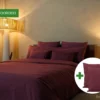 Dekbedovertrek set met rits over drie zijden & dekbedclips | Percale katoen - Merlot red - 2 persoons