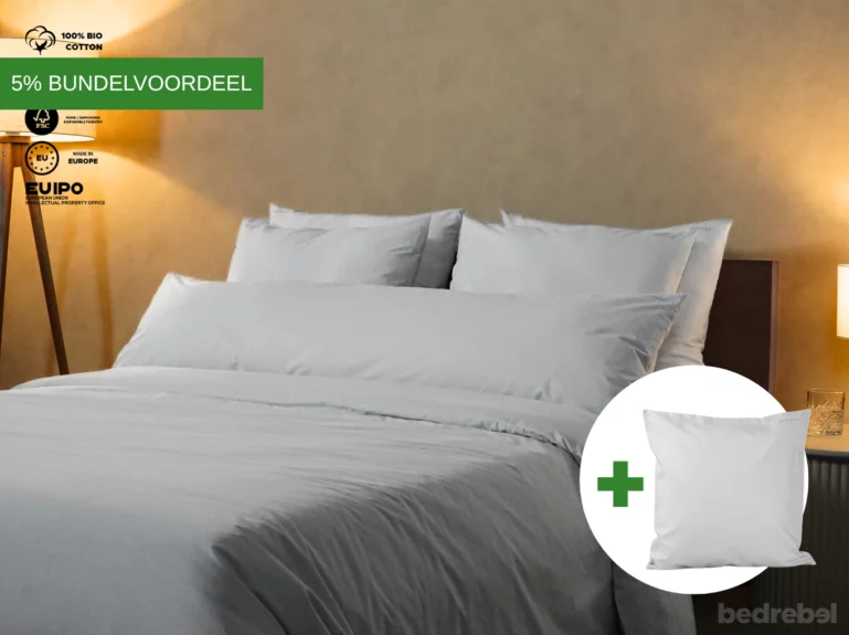 Dekbedovertrek set | Percale katoen – Misty grey – 1 persoons