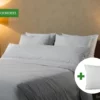 Dekbedovertrek set met rits over drie zijden & dekbedclips | Percale katoen - Misty grey - 1 persoons