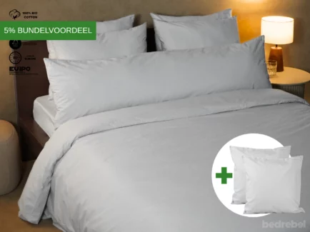 Dekbedovertrek set | Percale katoen - Misty grey - 2 persoons