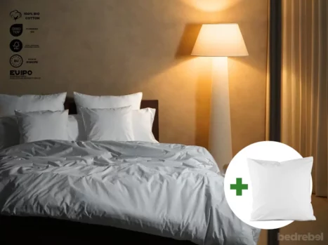 Dekbedovertrek set met rits over drie zijden & dekbedclips | Percale katoen - Pure white - 1 persoons