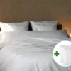 Dekbedovertrek set met rits over drie zijden & dekbedclips | Percale katoen - Pure white - 2 persoons