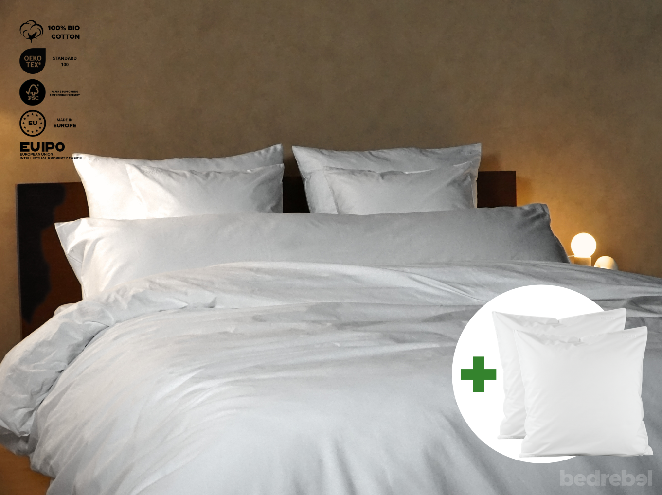 Dekbedovertrek set met rits over drie zijden & dekbedclips | Percale katoen – Pure white – 2 persoons