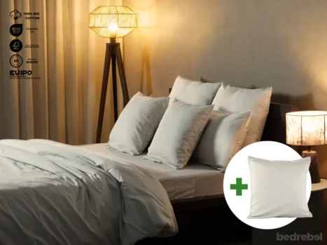 Dekbedovertrek set met rits over drie zijden & dekbedclips | Satijn katoen - Ivory beige - 1 persoons