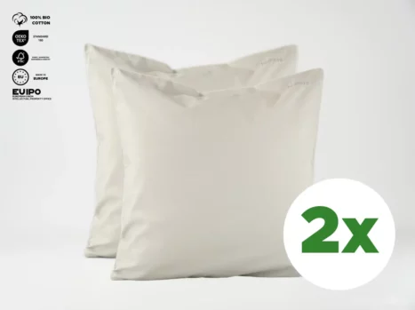 Kussensloop met ritssluiting | Percale katoen - Ivory beige - Voordeel set