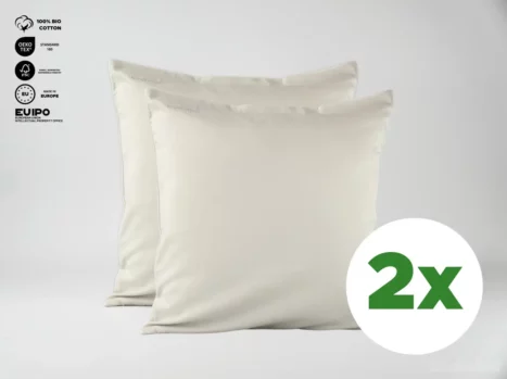 Kussensloop met ritssluiting | Satijn katoen - Ivory beige - Voordeel set