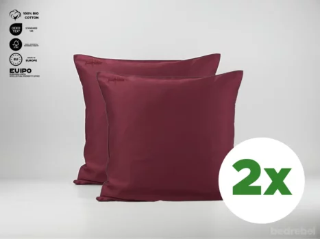 Kussensloop met ritssluiting | Satijn katoen - Merlot red - Voordeel set