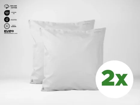 Kussensloop met ritssluiting | Percale katoen - Misty grey - Voordeel set