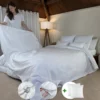 Dekbedovertrek met rits over drie zijden & dekbedclips | Percale katoen - Pure white | 2 persoons incl. 2 kussenslopen