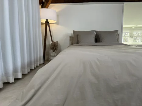 Alternative view of Dekbedovertrek met rits over onderzijde & dekbedclips | Percale katoen – Japandi taupe | 2 persoons incl. 2 kussenslopen