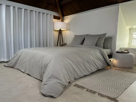 Alternative view of Dekbedovertrek met rits over drie zijden & dekbedclips | Percale katoen - Japandi taupe