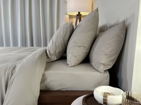 Alternative view of Kussensloop met ritssluiting | Percale katoen – Japandi taupe – Voordeelset (2 stuks)