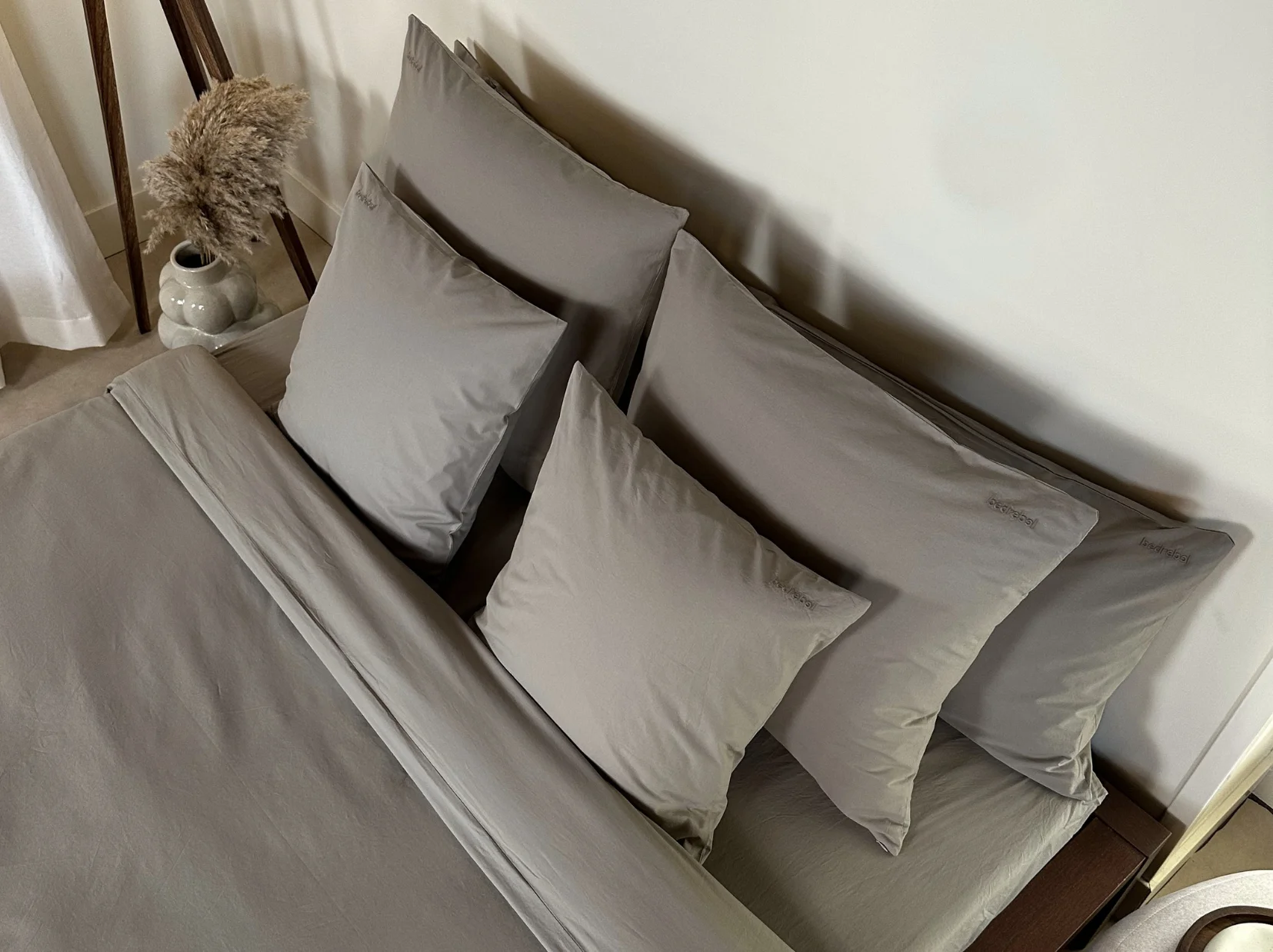 Kussensloop met ritssluiting | Percale katoen – Japandi taupe – Voordeelset (2 stuks) - Afbeelding 5