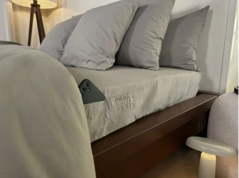 Alternative view of Hoeslaken met hoeklabels & side pockets | Percale katoen - Japandi taupe