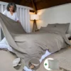Dekbedovertrek met rits over drie zijden & dekbedclips | Percale katoen - Japandi taupe | 2 persoons incl. 2 kussenslopen