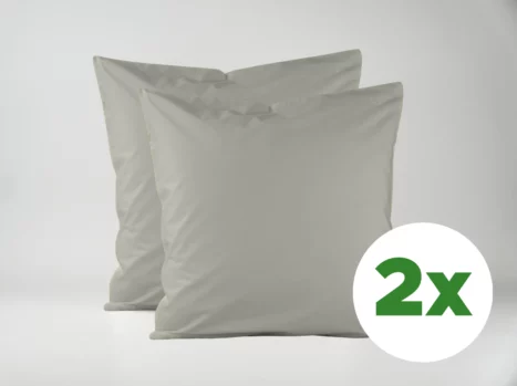 Kussensloop met ritssluiting | Percale katoen - Japandi taupe - Voordeelset (2 stuks)