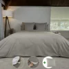 Dekbedovertrek met rits over drie zijden & dekbedclips | Percale katoen - Japandi taupe | 1 persoons incl. 1 kussensloop