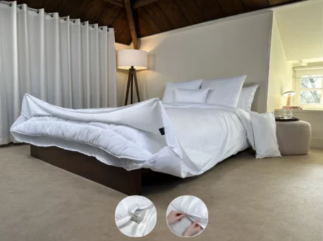 Dekbedovertrek met rits over onderzijde & dekbedclips | Percale katoen - Pure white