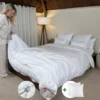 Dekbedovertrek met rits over onderzijde & dekbedclips | Percale katoen - Pure white | 2 persoons incl. 2 kussenslopen