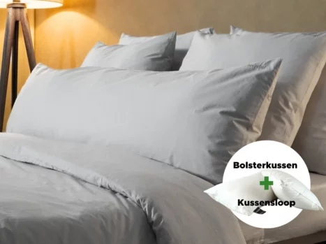 Bolsterkussen + kussensloop voordeelset | Satijn katoen - Misty grey